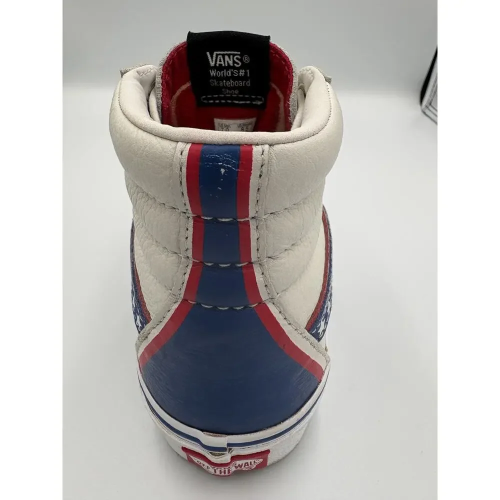 Vans Sk8-Hi Off The Wall Leather Patriotic Stars Stripes Men's 7 Womens 8.5